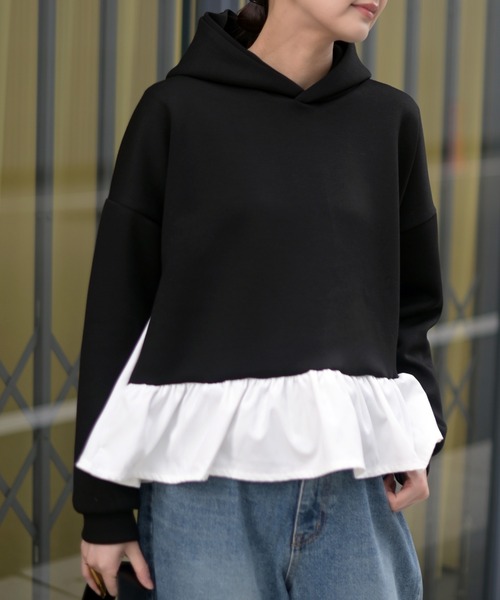 Marient（マリエント）の「ペプラムポンチPO（Tシャツ/カットソー・レディース・グレー/ブラック・FREE）」の2枚目の写真