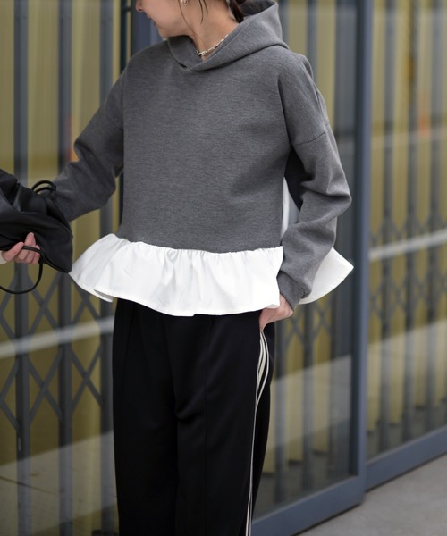 Marient（マリエント）の「ペプラムポンチPO（Tシャツ/カットソー・レディース・グレー/ブラック・FREE）」の3枚目の写真