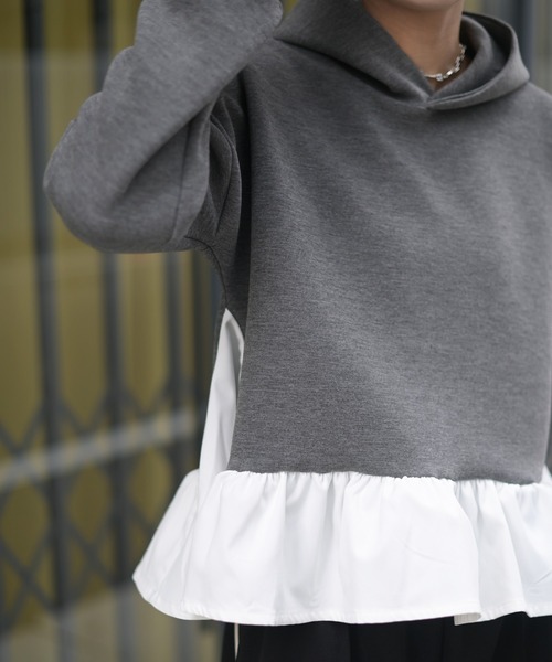 Marient（マリエント）の「ペプラムポンチPO（Tシャツ/カットソー・レディース・グレー/ブラック・FREE）」の5枚目の写真