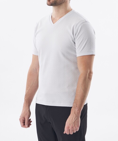 EPOCA UOMO(エポカウォモ)の「リンクスヘリンボーンカットソー(Tシャツ/カットソー・メンズ・ホワイト系その他/ブラック・46/48)」の6枚目の写真