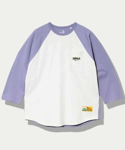 go slow caravan(ゴースローキャラバン)の「USA/C 色々刺繍 8分袖 BB TEE(Tシャツ/カットソー・メンズ・コーラルピンク/ネイビー/ラベンダー・X-LARGE/LARGE/MEDIUM)」の1枚目の写真