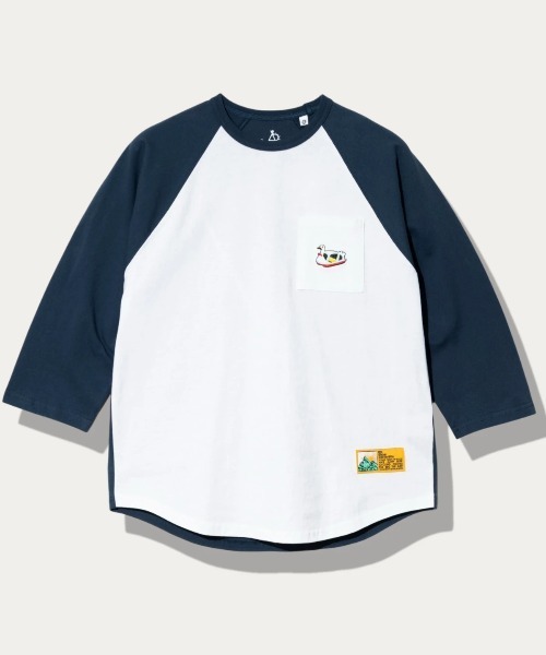 go slow caravan(ゴースローキャラバン)の「USA/C 色々刺繍 8分袖 BB TEE(Tシャツ/カットソー・メンズ・コーラルピンク/ネイビー/ラベンダー・X-LARGE/LARGE/MEDIUM)」の2枚目の写真