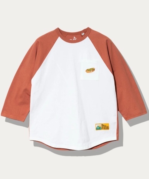 go slow caravan(ゴースローキャラバン)の「USA/C 色々刺繍 8分袖 BB TEE(Tシャツ/カットソー・メンズ・コーラルピンク/ネイビー/ラベンダー・X-LARGE/LARGE/MEDIUM)」の3枚目の写真