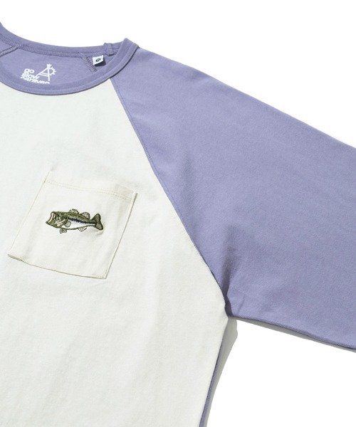 go slow caravan(ゴースローキャラバン)の「USA/C 色々刺繍 8分袖 BB TEE(Tシャツ/カットソー・メンズ・コーラルピンク/ネイビー/ラベンダー・X-LARGE/LARGE/MEDIUM)」の6枚目の写真
