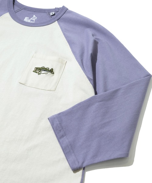 go slow caravan(ゴースローキャラバン)の「USA/C 色々刺繍 8分袖 BB TEE(Tシャツ/カットソー・メンズ・コーラルピンク/ネイビー/ラベンダー・X-LARGE/LARGE/MEDIUM)」の7枚目の写真