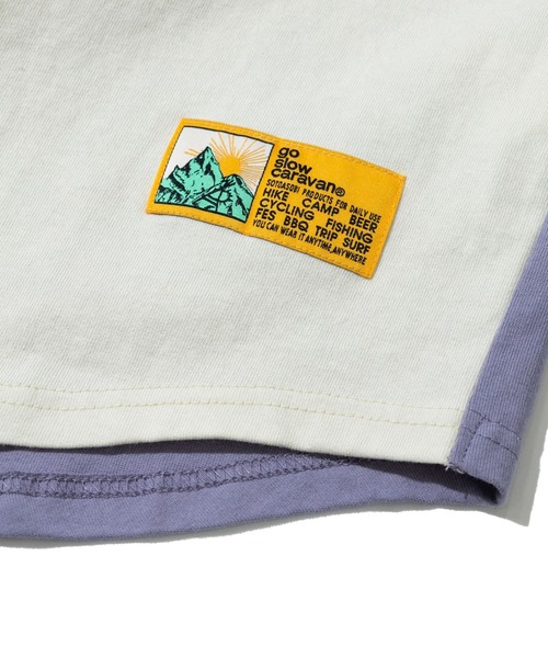 go slow caravan(ゴースローキャラバン)の「USA/C 色々刺繍 8分袖 BB TEE(Tシャツ/カットソー・メンズ・コーラルピンク/ネイビー/ラベンダー・X-LARGE/LARGE/MEDIUM)」の8枚目の写真