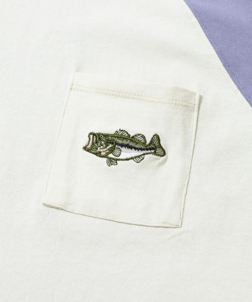 go slow caravan(ゴースローキャラバン)の「USA/C 色々刺繍 8分袖 BB TEE(Tシャツ/カットソー・メンズ・コーラルピンク/ネイビー/ラベンダー・X-LARGE/LARGE/MEDIUM)」の5枚目の写真