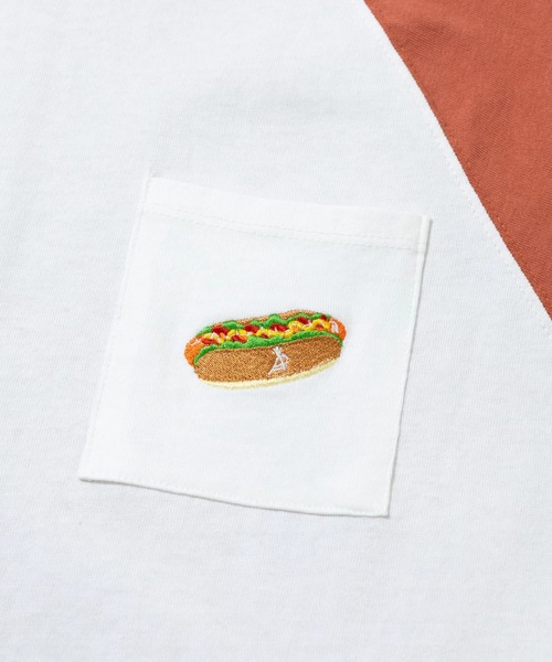 go slow caravan(ゴースローキャラバン)の「USA/C 色々刺繍 8分袖 BB TEE(Tシャツ/カットソー・メンズ・コーラルピンク/ネイビー/ラベンダー・X-LARGE/LARGE/MEDIUM)」の13枚目の写真