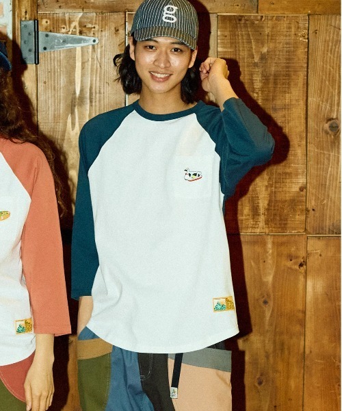go slow caravan(ゴースローキャラバン)の「USA/C 色々刺繍 8分袖 BB TEE(Tシャツ/カットソー・メンズ・コーラルピンク/ネイビー/ラベンダー・X-LARGE/LARGE/MEDIUM)」の21枚目の写真