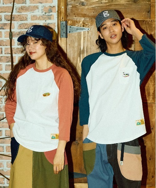 go slow caravan(ゴースローキャラバン)の「USA/C 色々刺繍 8分袖 BB TEE(Tシャツ/カットソー・メンズ・コーラルピンク/ネイビー/ラベンダー・X-LARGE/LARGE/MEDIUM)」の22枚目の写真