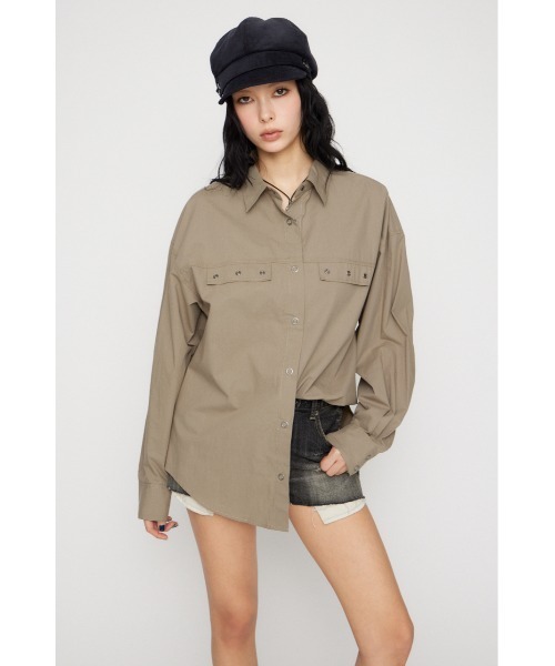 LAGUA GEM(ラグアジェム)の「RING BUTTON OVER シャツ(シャツ/ブラウス・レディース・ライトイエロー/ホワイト/ベージュ・FREE)」の5枚目の写真