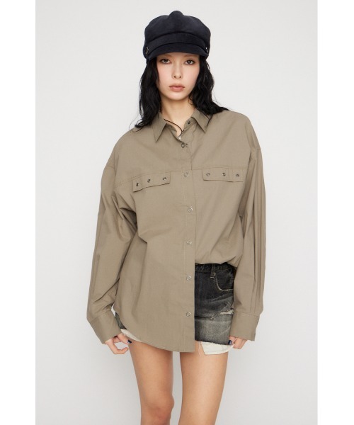 LAGUA GEM(ラグアジェム)の「RING BUTTON OVER シャツ(シャツ/ブラウス・レディース・ライトイエロー/ホワイト/ベージュ・FREE)」の6枚目の写真