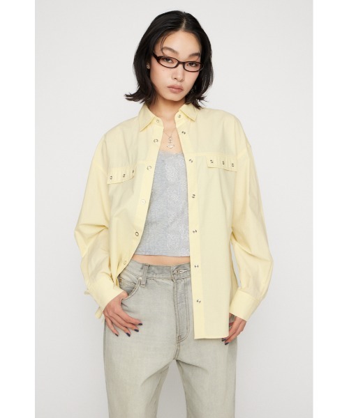 LAGUA GEM(ラグアジェム)の「RING BUTTON OVER シャツ(シャツ/ブラウス・レディース・ライトイエロー/ホワイト/ベージュ・FREE)」の9枚目の写真