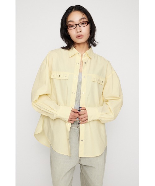 LAGUA GEM(ラグアジェム)の「RING BUTTON OVER シャツ(シャツ/ブラウス・レディース・ライトイエロー/ホワイト/ベージュ・FREE)」の10枚目の写真