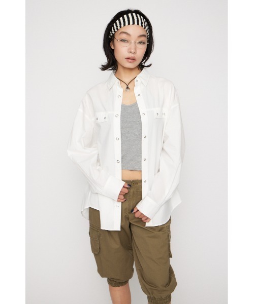 LAGUA GEM(ラグアジェム)の「RING BUTTON OVER シャツ(シャツ/ブラウス・レディース・ライトイエロー/ホワイト/ベージュ・FREE)」の14枚目の写真