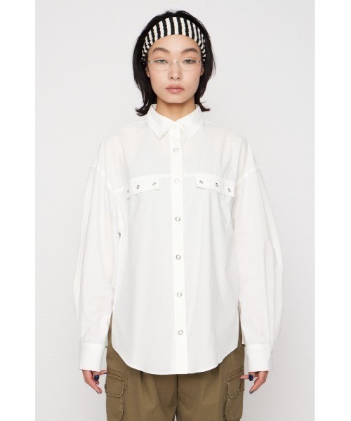 LAGUA GEM(ラグアジェム)の「RING BUTTON OVER シャツ(シャツ/ブラウス・レディース・ライトイエロー/ホワイト/ベージュ・FREE)」の16枚目の写真