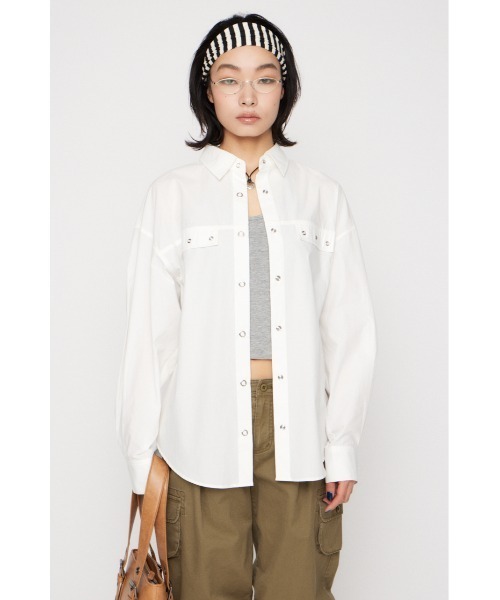 LAGUA GEM(ラグアジェム)の「RING BUTTON OVER シャツ(シャツ/ブラウス・レディース・ライトイエロー/ホワイト/ベージュ・FREE)」の12枚目の写真