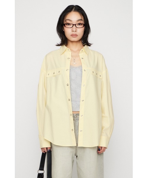 LAGUA GEM(ラグアジェム)の「RING BUTTON OVER シャツ(シャツ/ブラウス・レディース・ライトイエロー/ホワイト/ベージュ・FREE)」の8枚目の写真