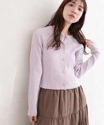 natural couture | 細リブ配色ショート丈カーディガン(カーディガン/ボレロ)