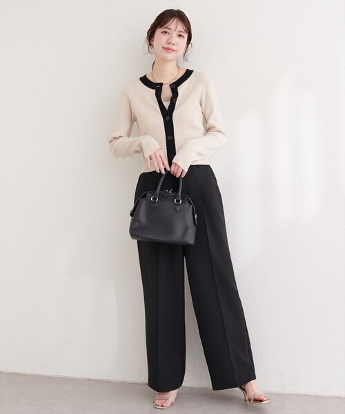 natural couture（ナチュラルクチュール）の「細リブ配色ショート丈カーディガン（カーディガン/ボレロ・レディース・ブラック/サックスブルー/アイボリー/ラベンダー/ライトグレー・FREE）」の9枚目の写真