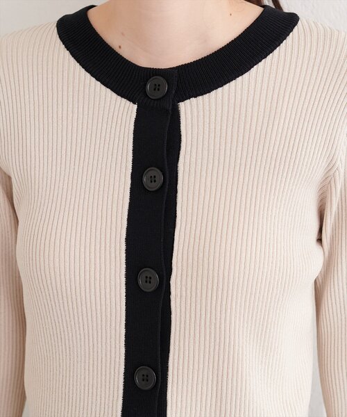 natural couture（ナチュラルクチュール）の「細リブ配色ショート丈カーディガン（カーディガン/ボレロ・レディース・ブラック/サックスブルー/アイボリー/ラベンダー/ライトグレー・FREE）」の13枚目の写真