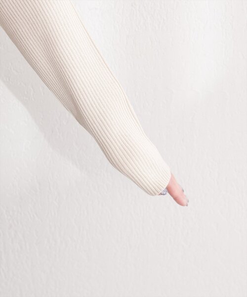 natural couture（ナチュラルクチュール）の「細リブ配色ショート丈カーディガン（カーディガン/ボレロ・レディース・ブラック/サックスブルー/アイボリー/ラベンダー/ライトグレー・FREE）」の15枚目の写真