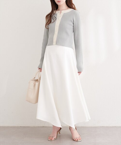 natural couture（ナチュラルクチュール）の「細リブ配色ショート丈カーディガン（カーディガン/ボレロ・レディース・ブラック/サックスブルー/アイボリー/ラベンダー/ライトグレー・FREE）」の20枚目の写真