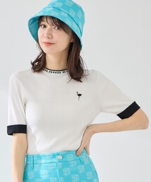 JUN&ROPE'（ジュンアンドロペ）の「ロゴ使いリブ5分袖クルーネックプルオーバー（ニット/セーター）」