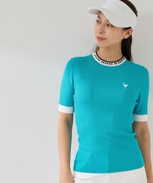 JUN&ROPE'（ジュンアンドロペ）の「ロゴ使いリブ5分袖クルーネックプルオーバー（ニット/セーター）」