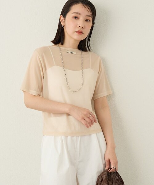 Omekashi(オメカシ)の「【リバイバル】NUDEDチュールT(Tシャツ/カットソー・レディース・ブラウン/ベージュ/オフホワイト/ブラック・FREE)」の4枚目の写真