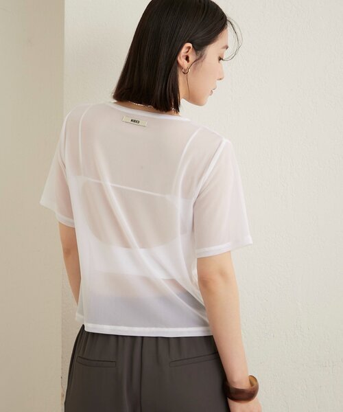 Omekashi(オメカシ)の「【リバイバル】NUDEDチュールT(Tシャツ/カットソー・レディース・ブラウン/ベージュ/オフホワイト/ブラック・FREE)」の8枚目の写真