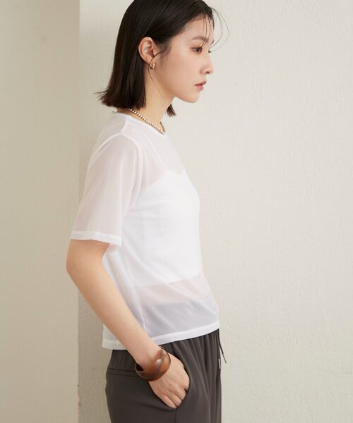 Omekashi(オメカシ)の「【リバイバル】NUDEDチュールT(Tシャツ/カットソー・レディース・ブラウン/ベージュ/オフホワイト/ブラック・FREE)」の10枚目の写真