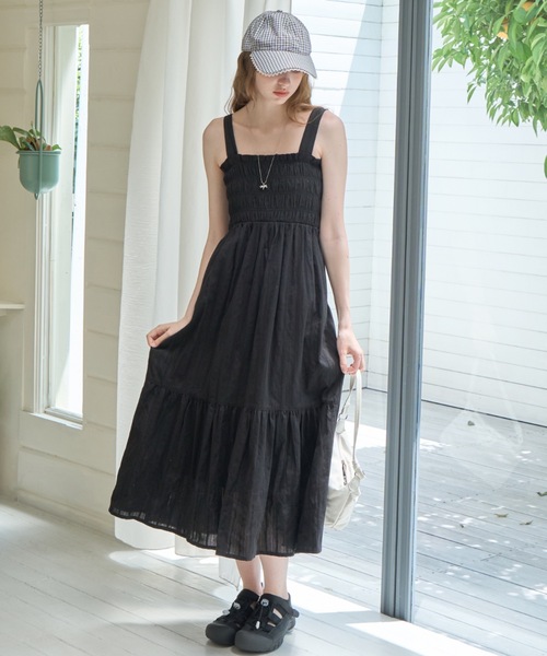 Birthday room（バースデイルーム）の「レースシャーリングワンピース/Lace Shirred Dress（ワンピース・レディース・ブラック/ホワイト・FREE）」の2枚目の写真