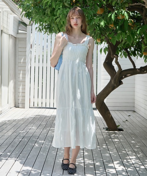 Birthday room（バースデイルーム）の「レースシャーリングワンピース/Lace Shirred Dress（ワンピース・レディース・ブラック/ホワイト・FREE）」の5枚目の写真