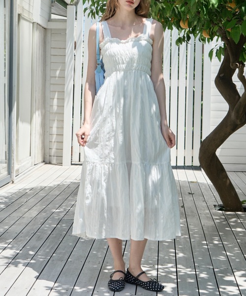Birthday room（バースデイルーム）の「レースシャーリングワンピース/Lace Shirred Dress（ワンピース・レディース・ブラック/ホワイト・FREE）」の9枚目の写真