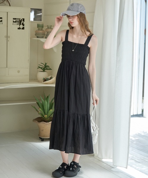 Birthday room（バースデイルーム）の「レースシャーリングワンピース/Lace Shirred Dress（ワンピース・レディース・ブラック/ホワイト・FREE）」の14枚目の写真