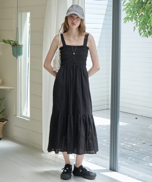 Birthday room（バースデイルーム）の「レースシャーリングワンピース/Lace Shirred Dress（ワンピース・レディース・ブラック/ホワイト・FREE）」の19枚目の写真