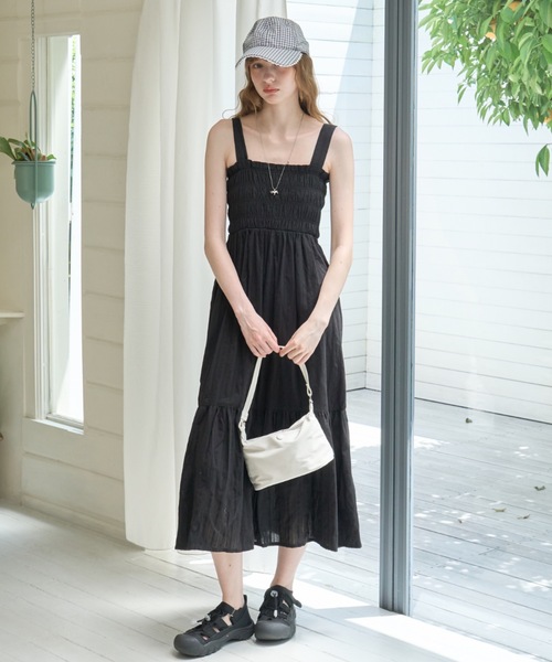 Birthday room（バースデイルーム）の「レースシャーリングワンピース/Lace Shirred Dress（ワンピース・レディース・ブラック/ホワイト・FREE）」の21枚目の写真