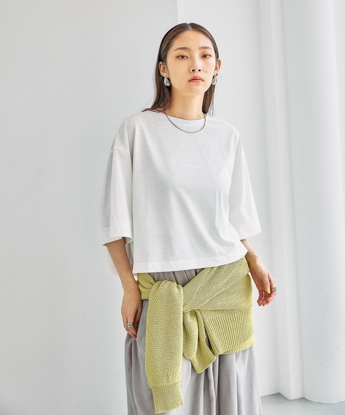 LEPSIM(レプシィム)の「《スグッカワ》ショートワイドT 639429(Tシャツ/カットソー・レディース・ブラック/アイボリー/チャコールグレー/レッド/グリーン・FREE)」の2枚目の写真