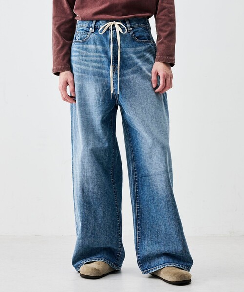 EDITION（エディション）の「インディゴデニム ドローコードパンツ（デニムパンツ・メンズ・ライトブルー・S/M）」の3枚目の写真