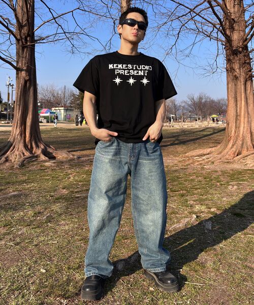 INDUST(インダスト)の「バレルフィットカーブドウォッシングデニムワイドパンツ_ブルー(デニムパンツ・レディース・ブルー・1(S)/2(M)/3(L))」の6枚目の写真