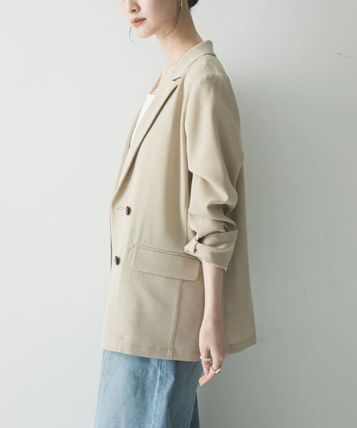 URBAN RESEARCH（アーバンリサーチ）の「ダブルブレストメッシュジャケット（その他アウター・レディース・ブラック/ベージュ・FREE）」の5枚目の写真