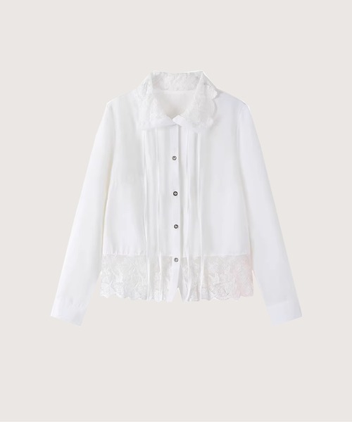 LA POMME petit(ラポミ・プチ)の「Lace Motif Sheer Shirt(シャツ/ブラウス・レディース・ホワイト・FREE)」の1枚目の写真