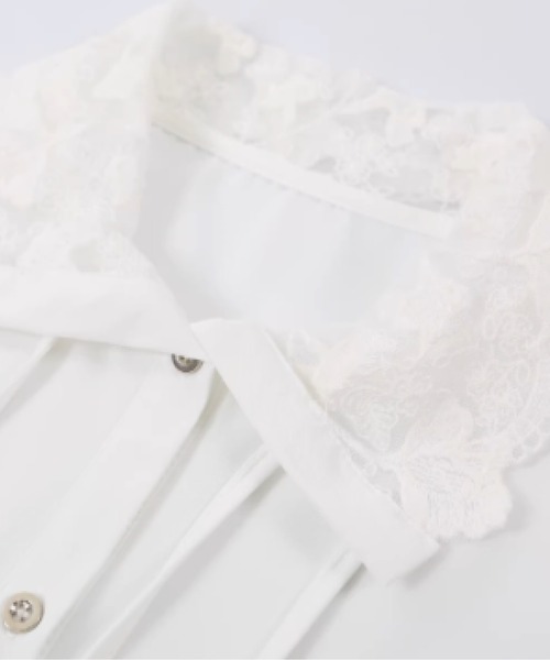 LA POMME petit(ラポミ・プチ)の「Lace Motif Sheer Shirt(シャツ/ブラウス・レディース・ホワイト・FREE)」の2枚目の写真