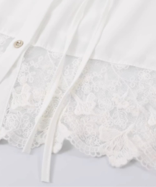 LA POMME petit(ラポミ・プチ)の「Lace Motif Sheer Shirt(シャツ/ブラウス・レディース・ホワイト・FREE)」の5枚目の写真