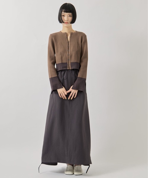 TAN（タン）の「【TAN/タン】《STUDIOUS別注》CARDIGAN/リブニットカーディガン（カーディガン/ボレロ・レディース・ブラウン/ネイビー・FREE）」の6枚目の写真