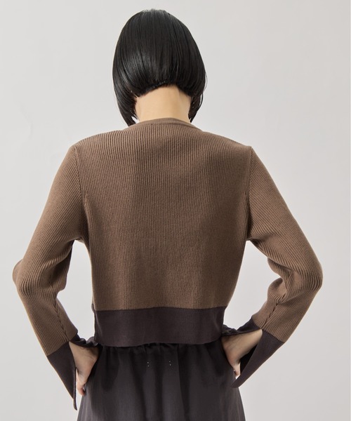 TAN（タン）の「【TAN/タン】《STUDIOUS別注》CARDIGAN/リブニットカーディガン（カーディガン/ボレロ・レディース・ブラウン/ネイビー・FREE）」の3枚目の写真