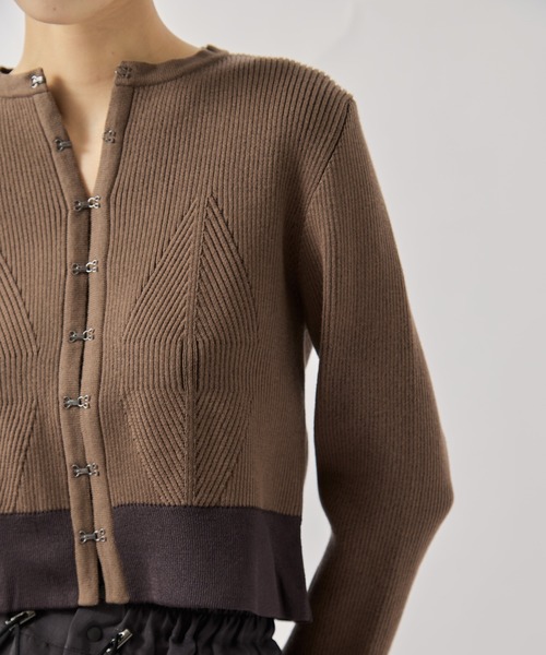 TAN（タン）の「【TAN/タン】《STUDIOUS別注》CARDIGAN/リブニットカーディガン（カーディガン/ボレロ・レディース・ブラウン/ネイビー・FREE）」の11枚目の写真