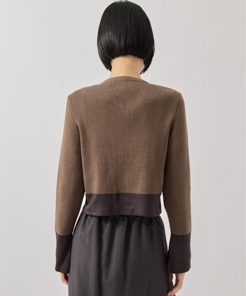 TAN（タン）の「【TAN/タン】《STUDIOUS別注》CARDIGAN/リブニットカーディガン（カーディガン/ボレロ・レディース・ブラウン/ネイビー・FREE）」の10枚目の写真