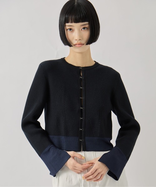 TAN（タン）の「【TAN/タン】《STUDIOUS別注》CARDIGAN/リブニットカーディガン（カーディガン/ボレロ・レディース・ブラウン/ネイビー・FREE）」の17枚目の写真